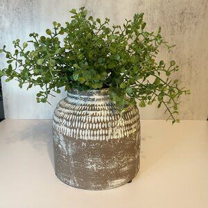 Cute brown and white clay vase!